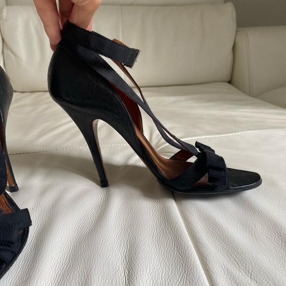 Black leather open toe heel - Picture 2 of 3